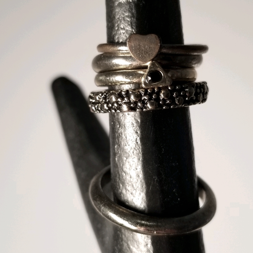 Rings Midi ๐ Black Boho Bohemian Set of Five | Stacking Cute Maximalist - Picture 1 of 5